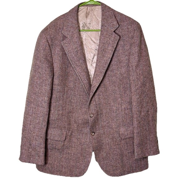 Vtg Polo University By Ralph Lauren Wool Tweed Blazer Herringbone Old Money 44 - Picture 1 of 13